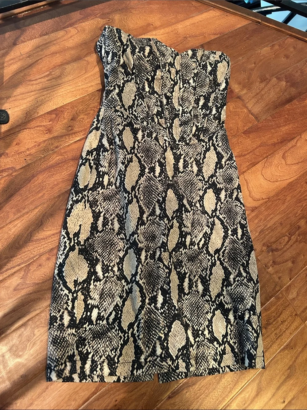 Y2K Tripp NYC Vintage Snakeskin Printed Corset Lined Strapless Midi Size Medium - Picture 3 of 11